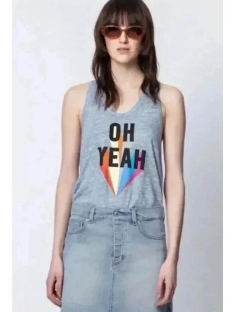 NWT Zadig & Voltaire Ander Oh Yeah Linen Tank Top  light blue Large